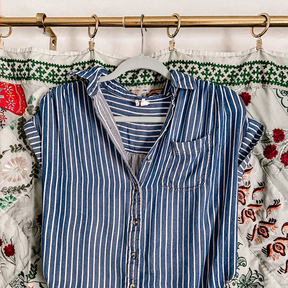 Blue sailor top button down